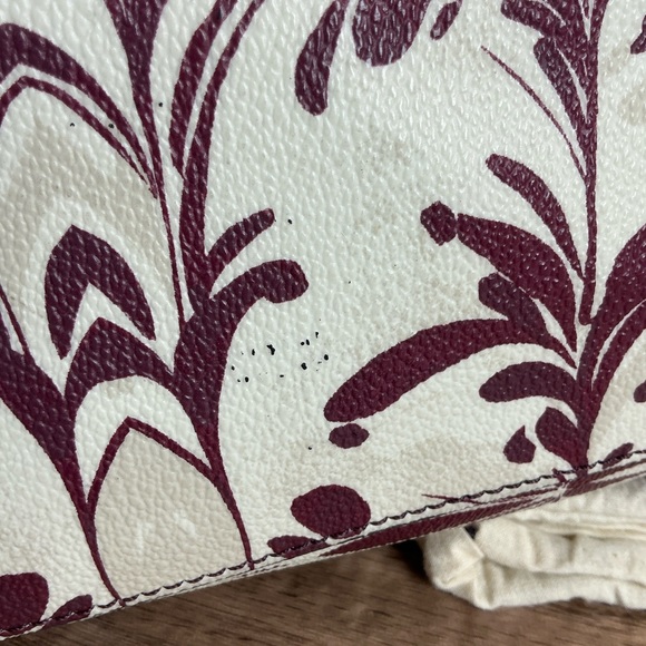 Tory Burch Kerrington Wonderland Burgundy Cream Tote Hand Shoulder Bag - Picture 17 of 17